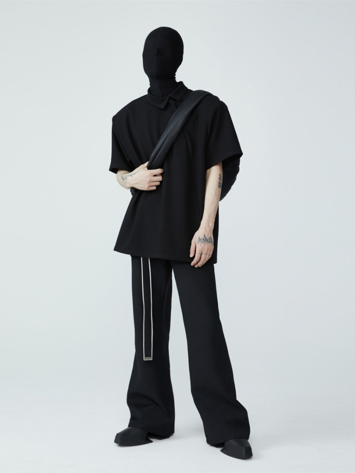 asymmetric oblique button POLO shirt