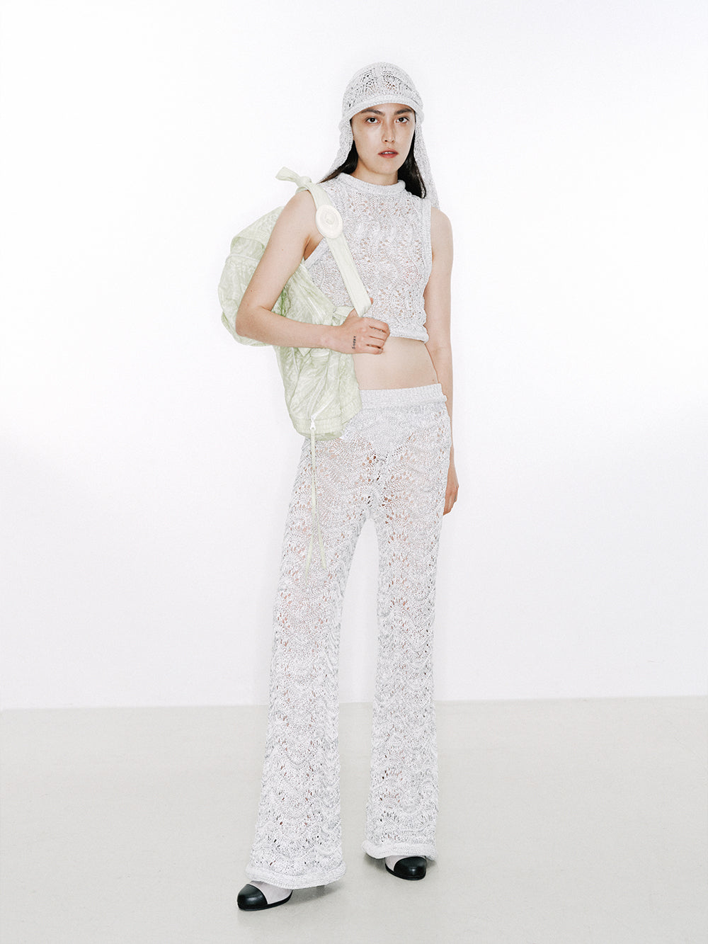 NUTEMPEROR Shy Project 016 Three-Dimensional Component Nylon Composite Lace Green Crossbody Bag