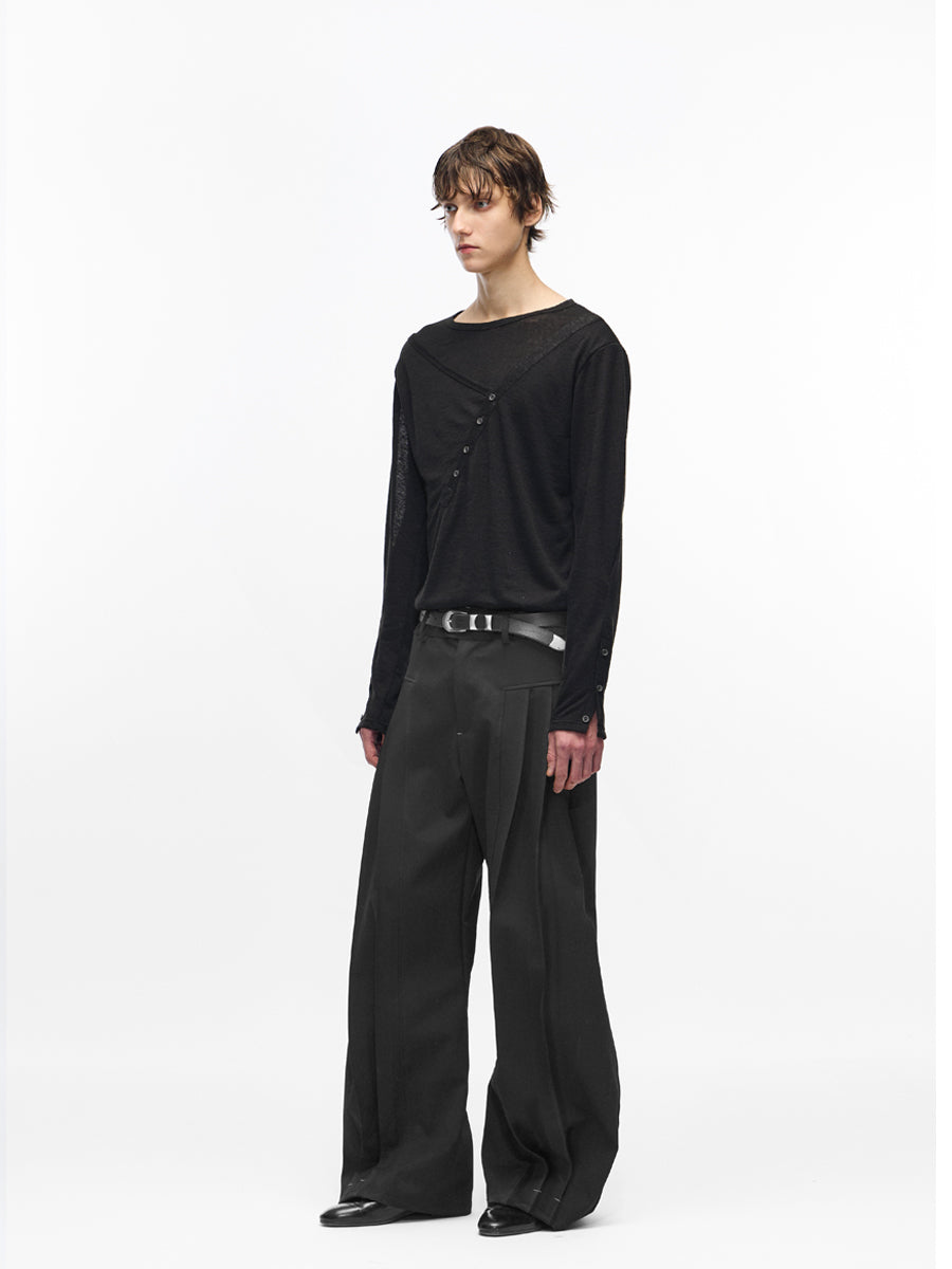 light boat-neck double layer shirt