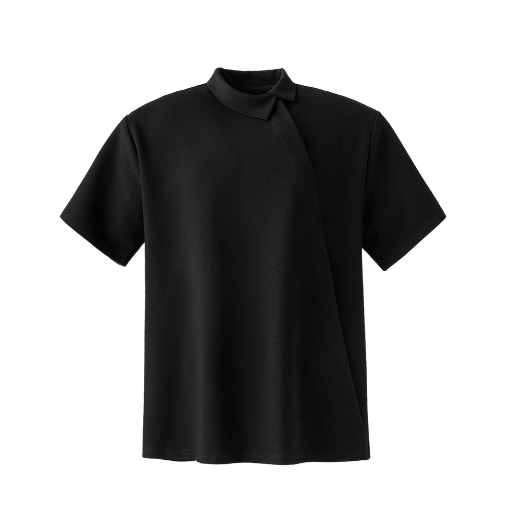 asymmetric oblique button POLO shirt