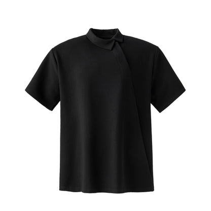 asymmetric oblique button POLO shirt