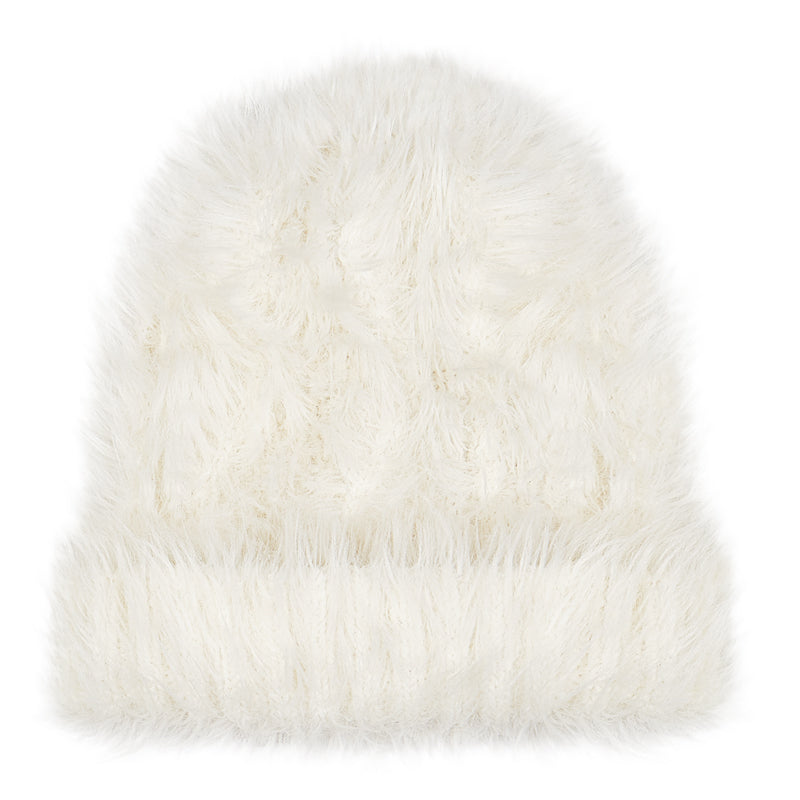 soft plush knitted beanie