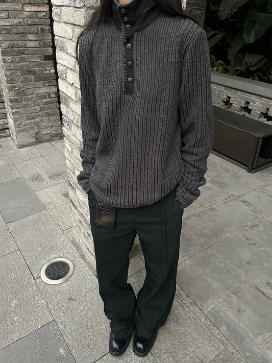 cable stripe Z pin knit sweater