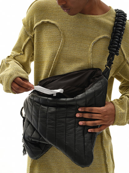 NUTEMPEROR Vegetable Project 020 Hand-braided black crossbody bag in faux leather