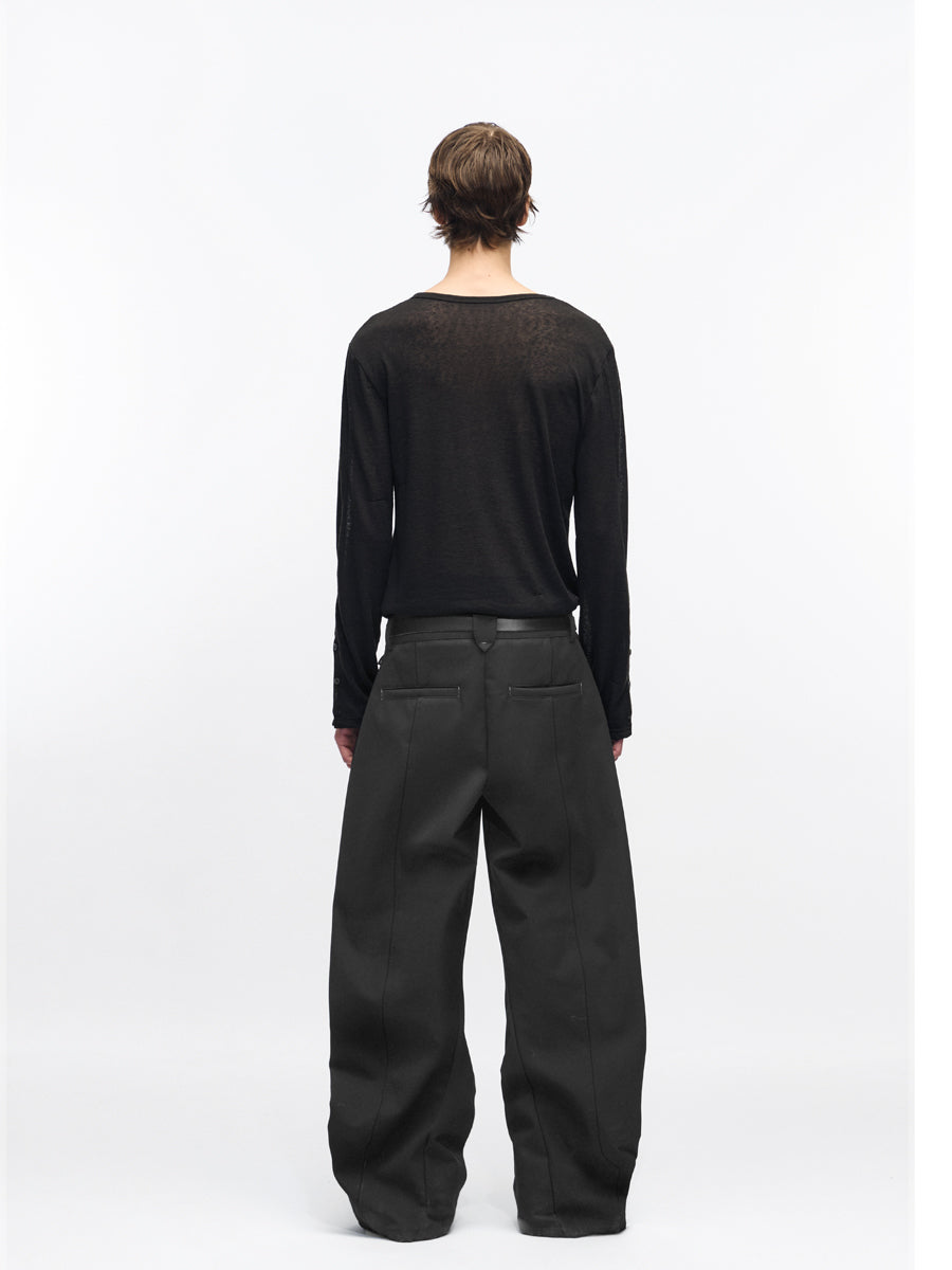 light boat-neck double layer shirt