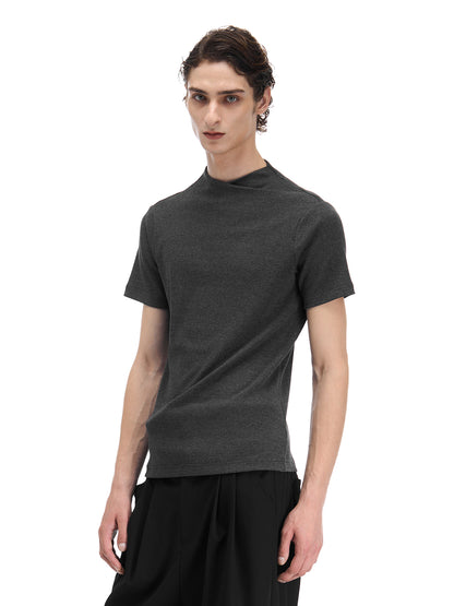 full-shoulder chord knitted T-shirt