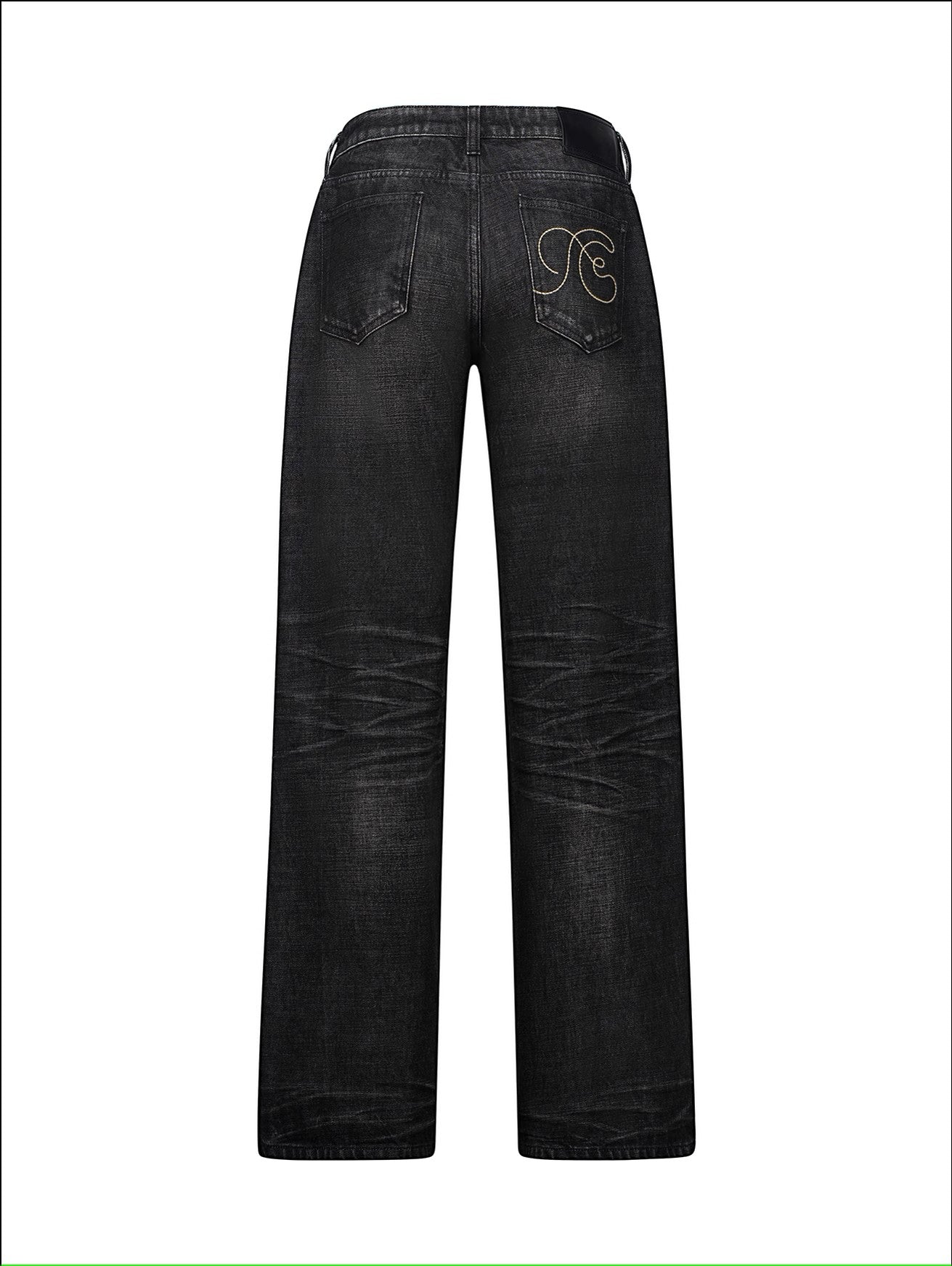 distressed yellowed jeans