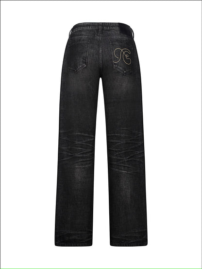 distressed yellowed jeans