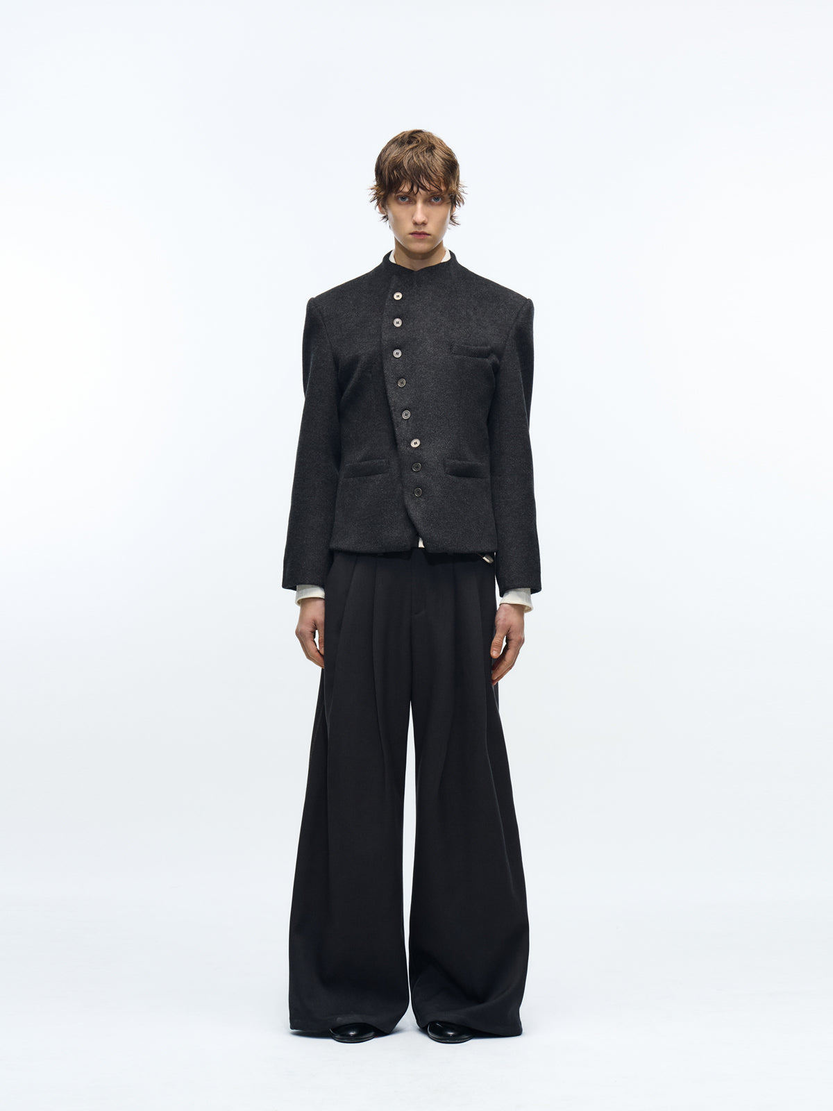 Italian stand-up collar suit jacket