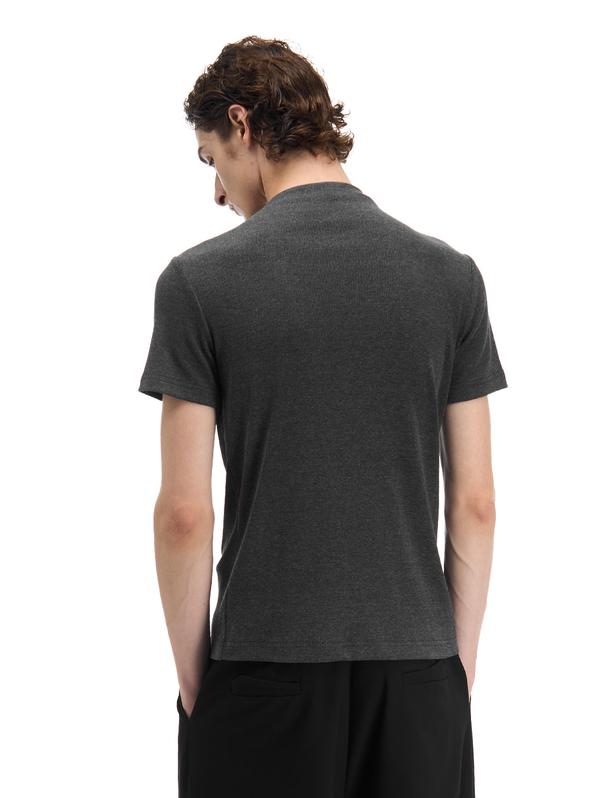 full-shoulder chord knitted T-shirt