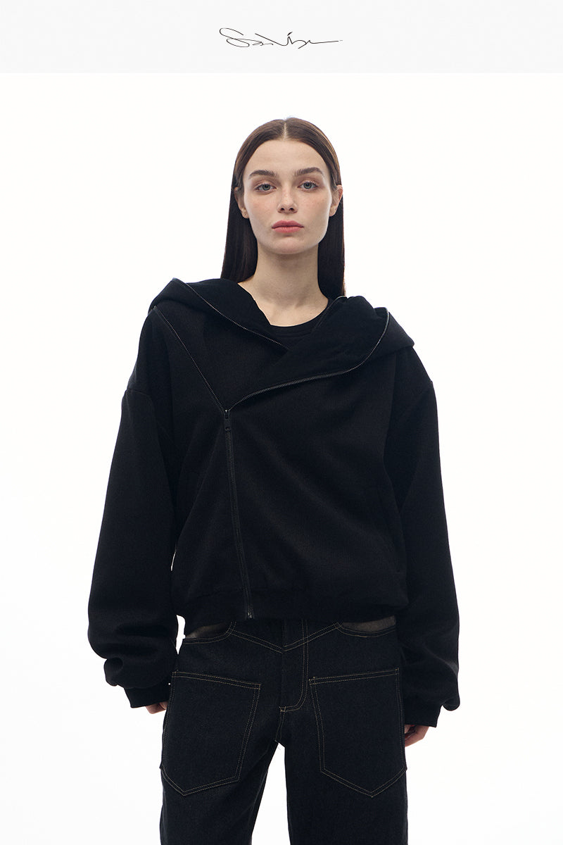 grit linen layered hoodie