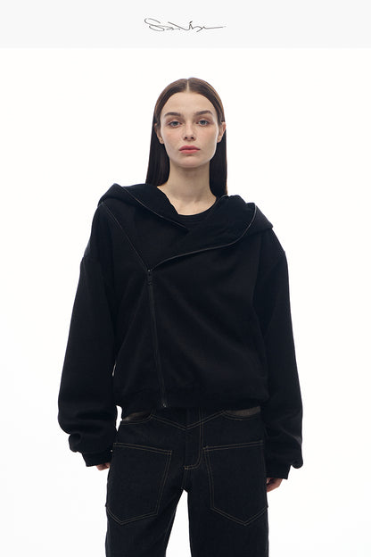 grit linen layered hoodie