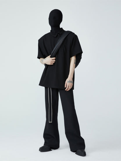 asymmetric oblique button POLO shirt