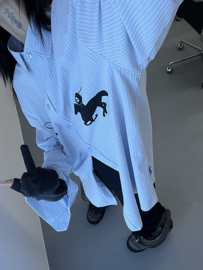 equestrian print loose shirt