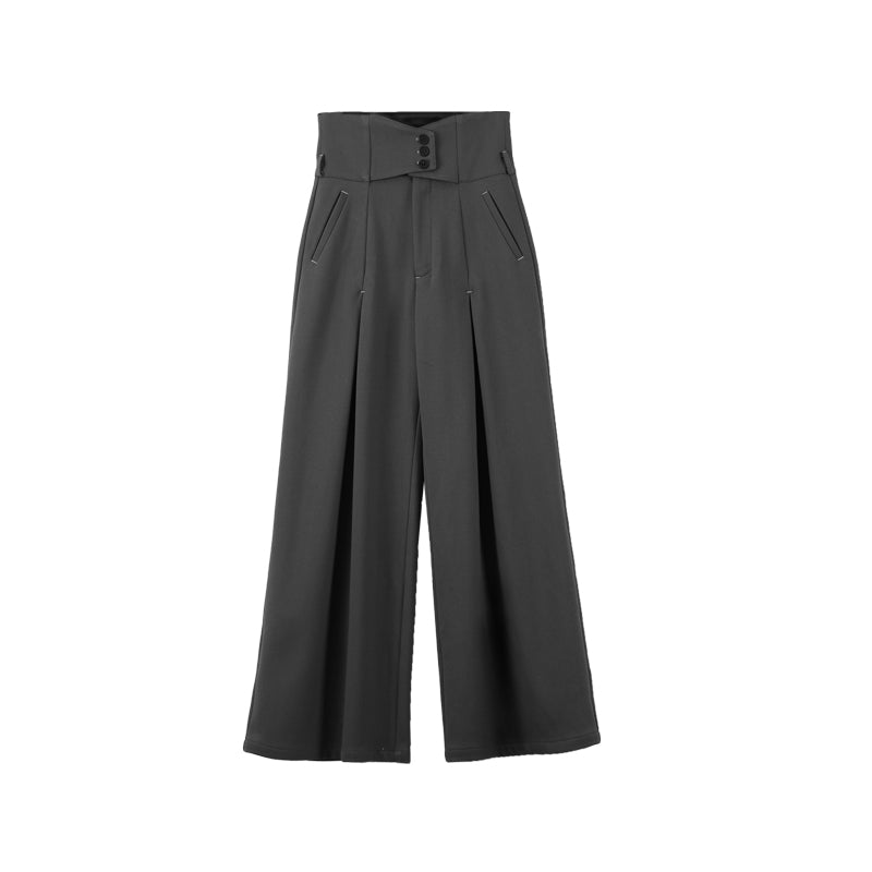 racer-pleated bootcut trousers