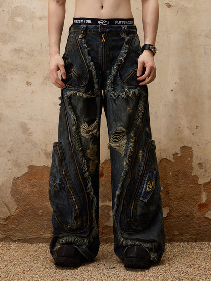 Alien Structure Stained Jeans