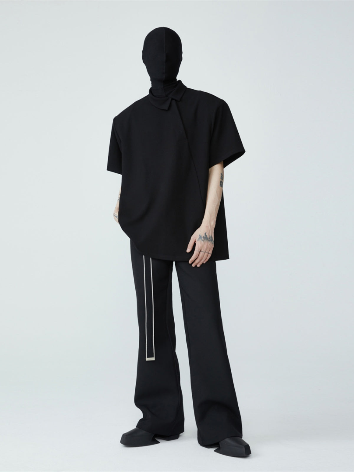 asymmetric oblique button POLO shirt