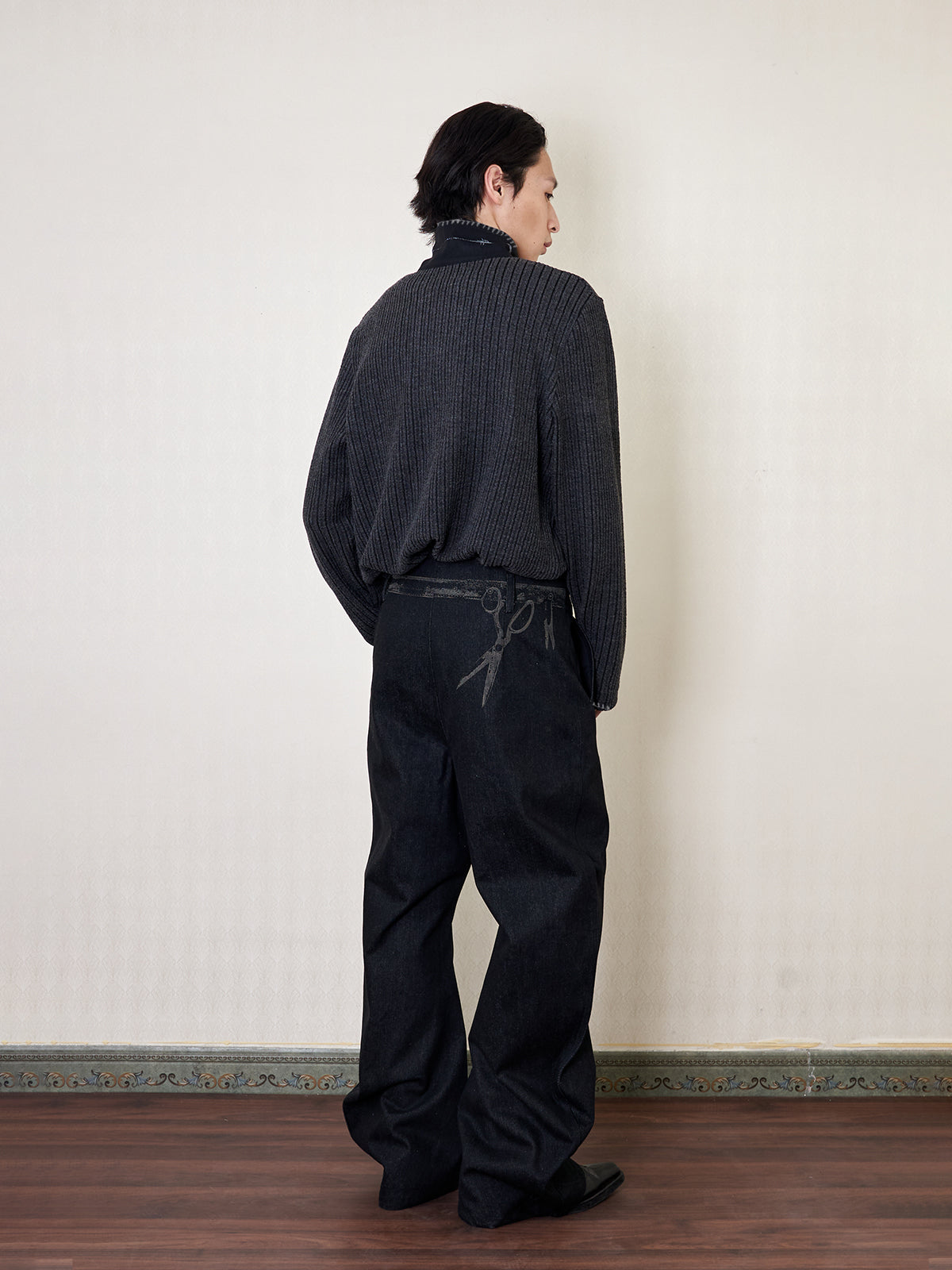 cable stripe Z pin knit sweater