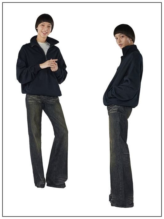 distressed yellowed jeans