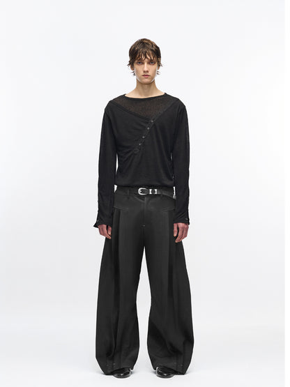 light boat-neck double layer shirt