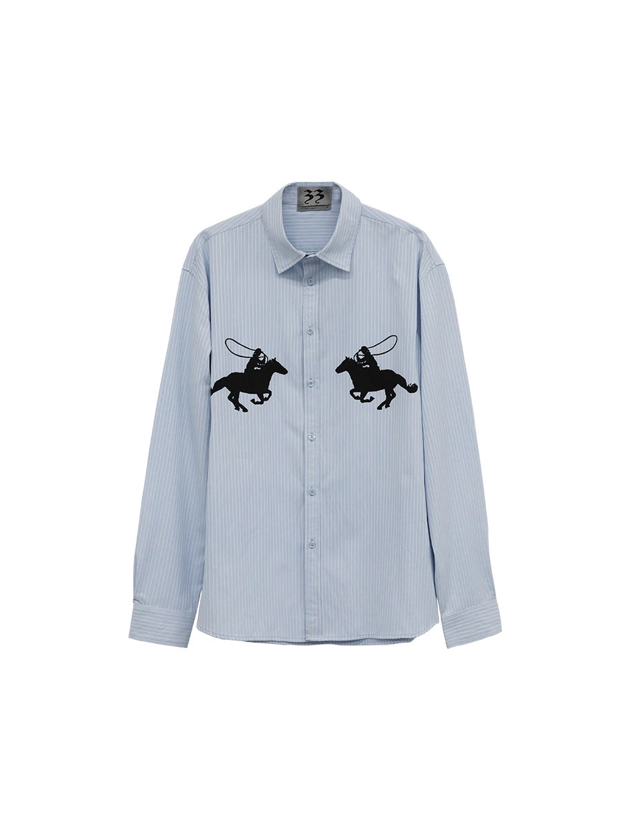 equestrian print loose shirt