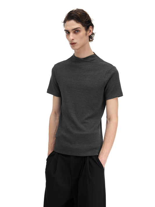 full-shoulder chord knitted T-shirt