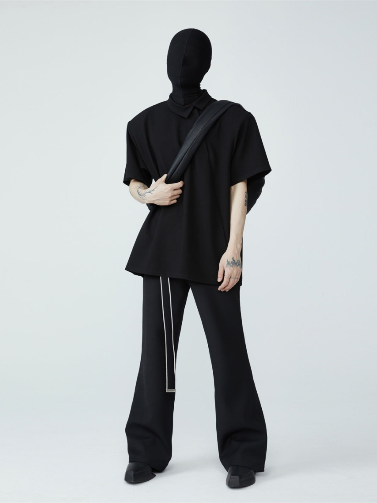 asymmetric oblique button POLO shirt