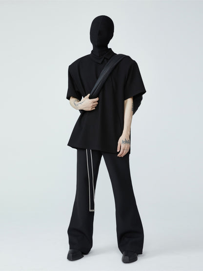 asymmetric oblique button POLO shirt