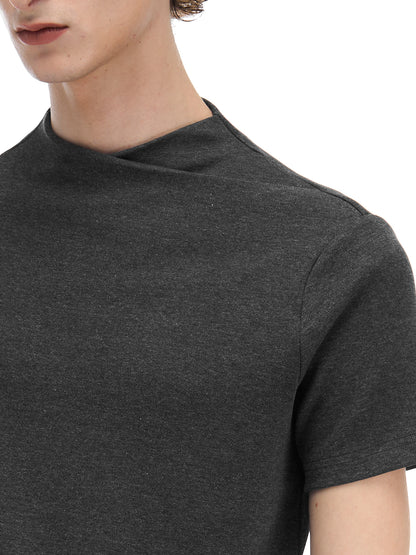 full-shoulder chord knitted T-shirt
