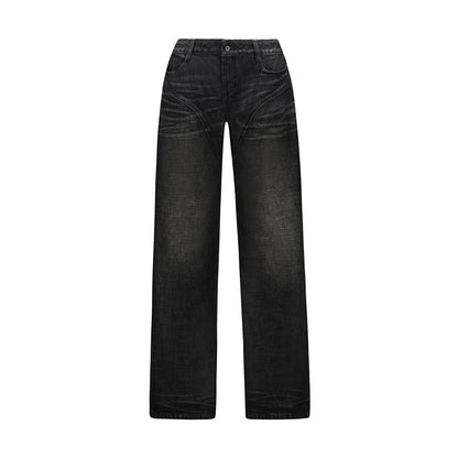 distressed yellowed jeans