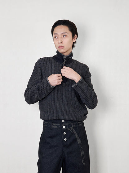 cable stripe Z pin knit sweater