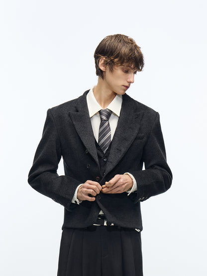 Italian stand-up collar suit jacket