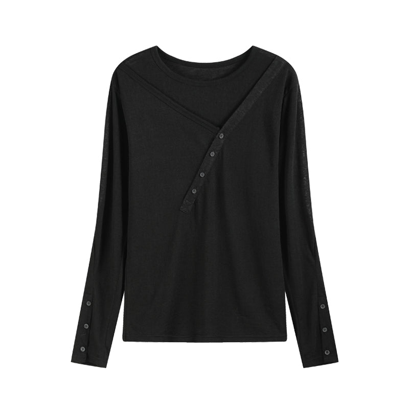 light boat-neck double layer shirt
