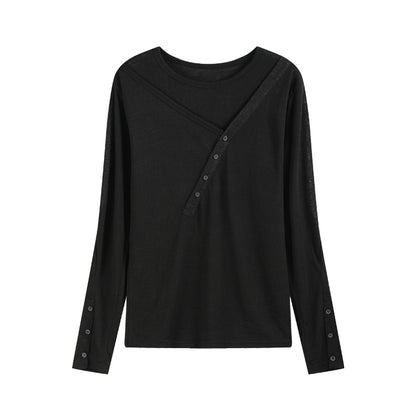 light boat-neck double layer shirt