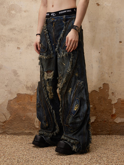 Alien Structure Stained Jeans
