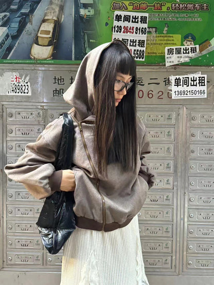 grit linen layered hoodie