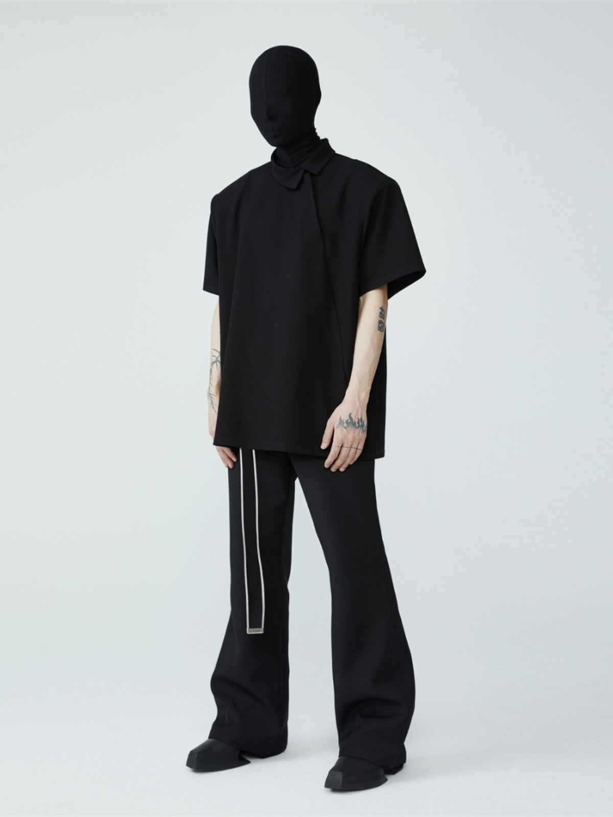 asymmetric oblique button POLO shirt