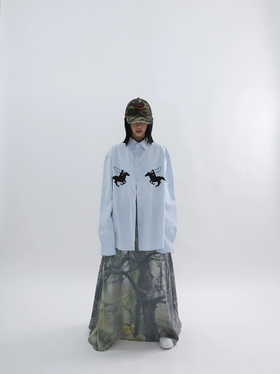 equestrian print loose shirt