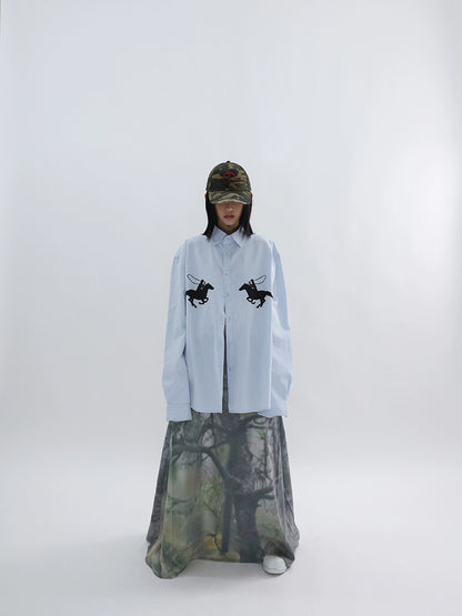 equestrian print loose shirt